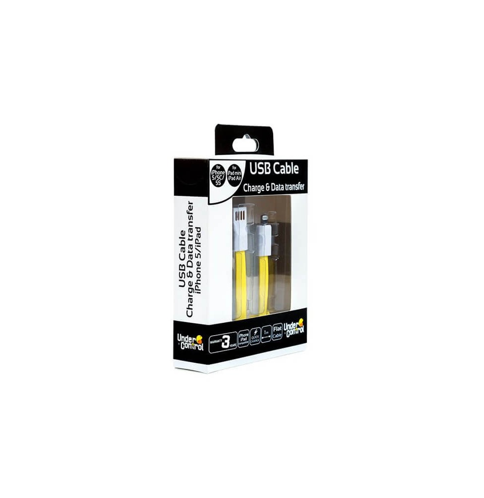 Cable Plat USB compatible avec iPhone 5 Jaune