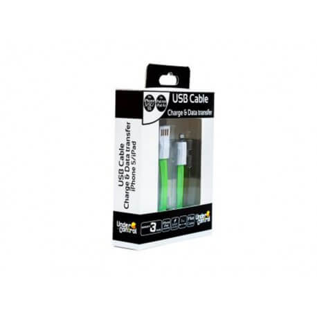 Cable Plat USB compatible avec iPhone 5 Vert