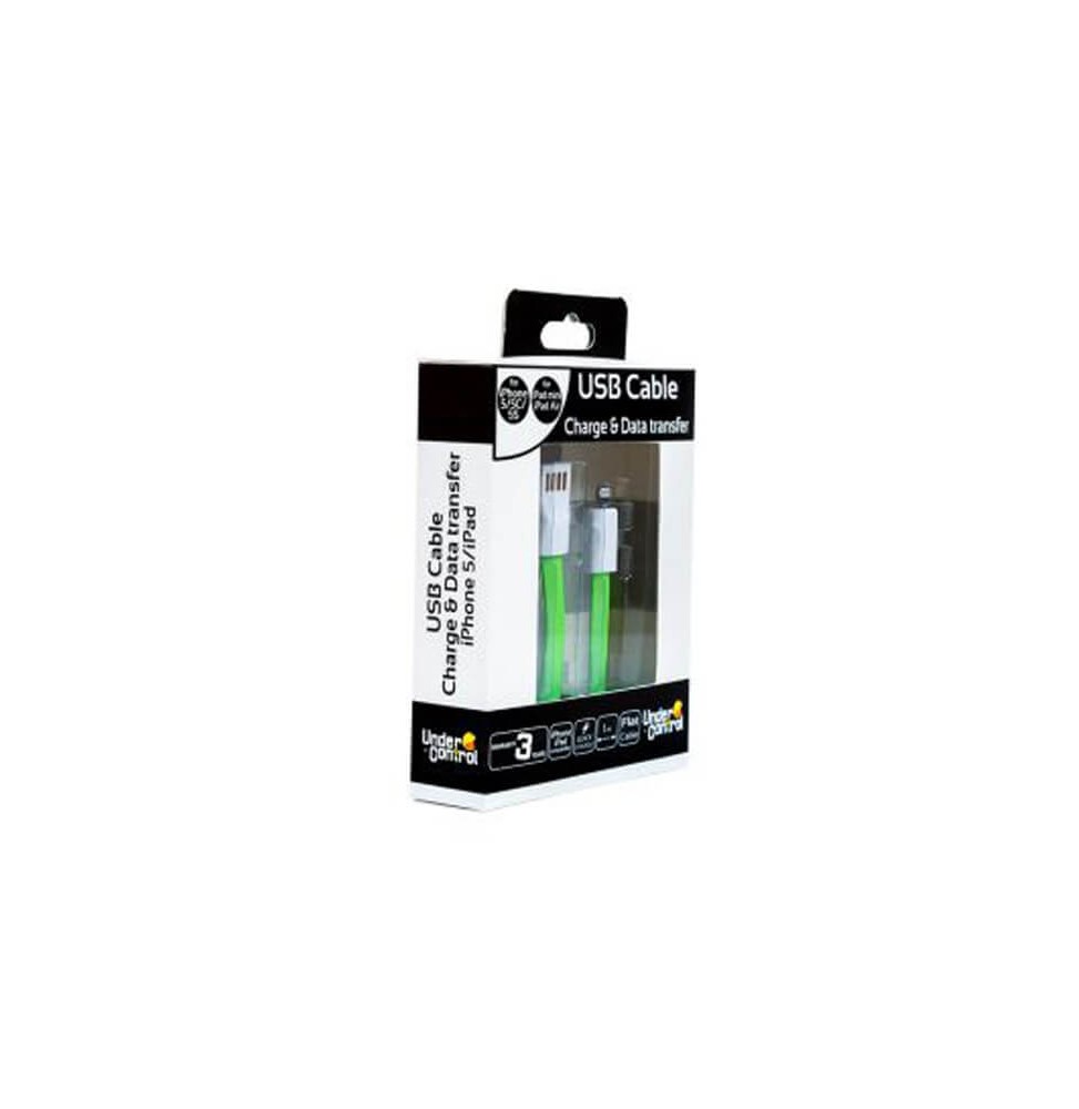 Cable Plat USB compatible avec iPhone 5 Vert