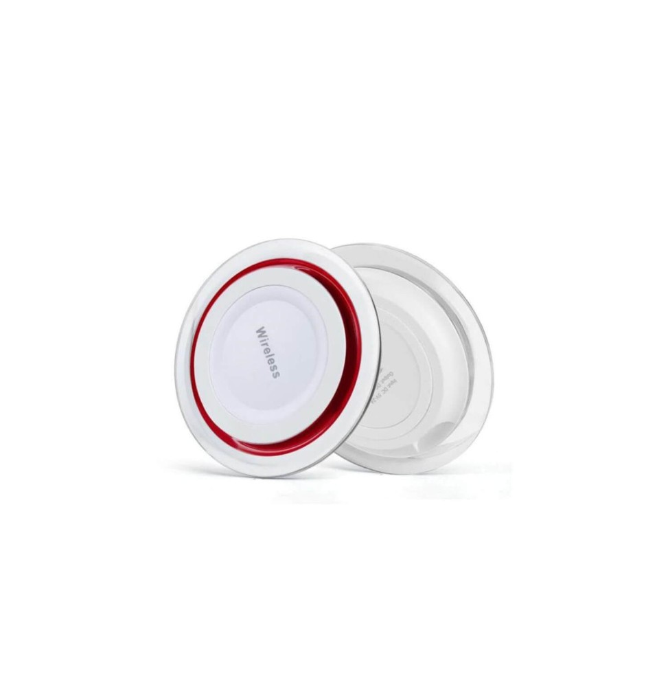 Chargeur Qi Induction Transparent Blanc et Rouge