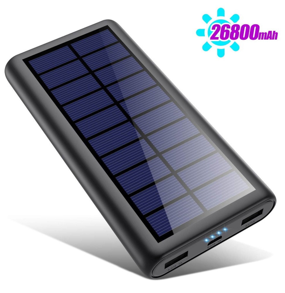 Batterie Externe Solaire 26800mAh 2 Ports USB