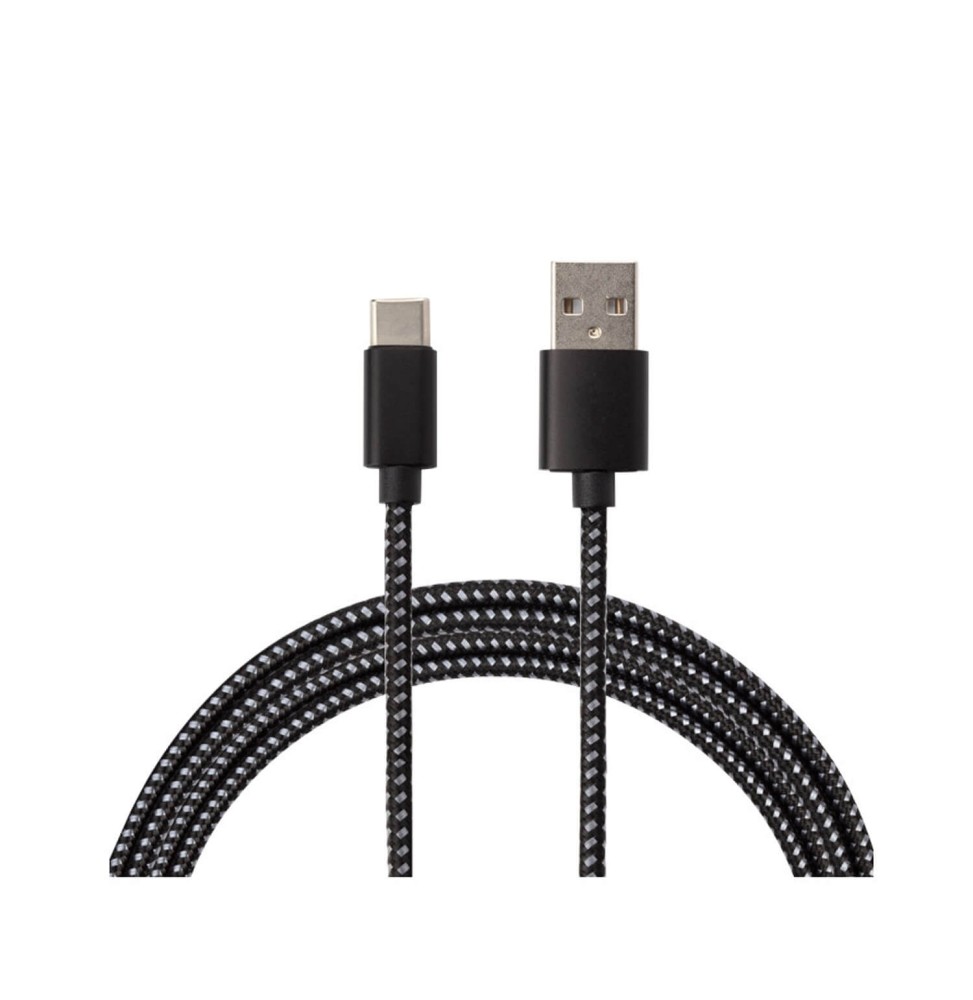 Cable USB Type C Tressé Noir 2.0M Cable USB Type C Tressé Noir 2.0M