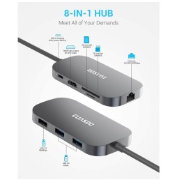 Adaptateur USB C Hub Multiport 8-en-1