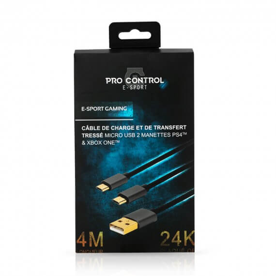 cable tresse Y 2 Manettes PS4/Xbox One 4M