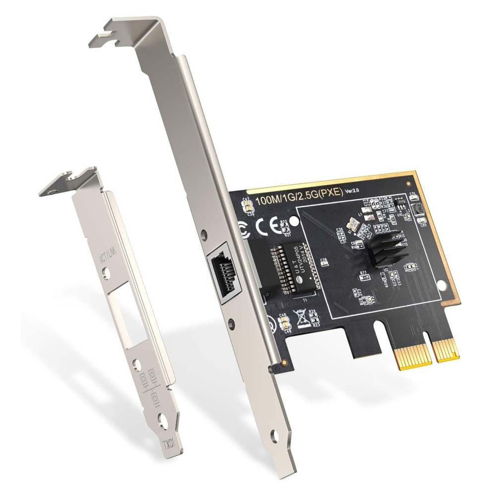 Carte Réseau RJ45 PCI Express Gigabit Ethernet 2500/1000/100Mbps Carte Réseau RJ45 PCI Express Gigabit Ethernet 2500/1000/100Mbps
