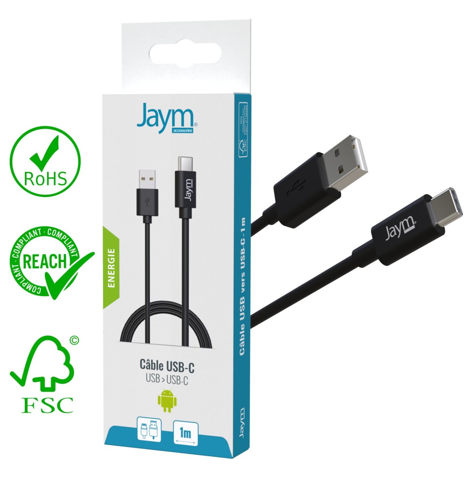 Cable De Charge Et Synchro Type-C Noir 1m Cable De Charge Et Synchro Type-C Noir 1m