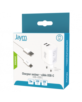 Pack Chargeur Secteur - Cable Type-C Blanc 2m
