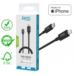 Cable De Charge Et Synchro Type-C Lightning iPhone Noir 1m