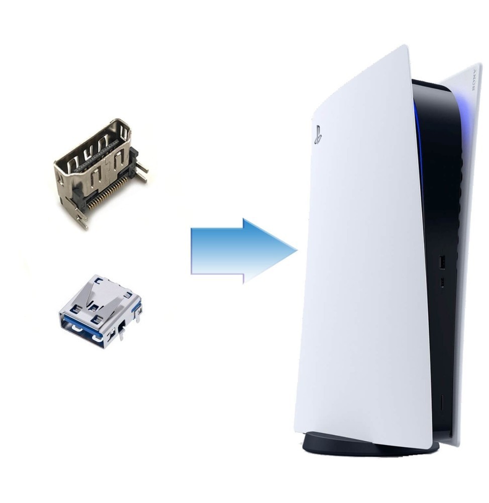 Changement Connectique HDMI + USB arrière PS5 / PS5 Slim