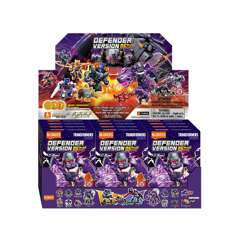 Display Mini-Maquettes Blokees Transformers Defender Version 06 - Brutal Fang (12 Blind Box)